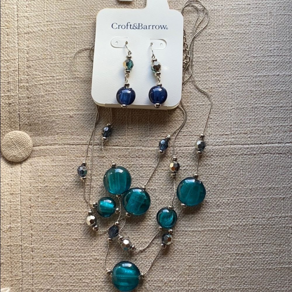 Glass Bead Necklace & Earring Set